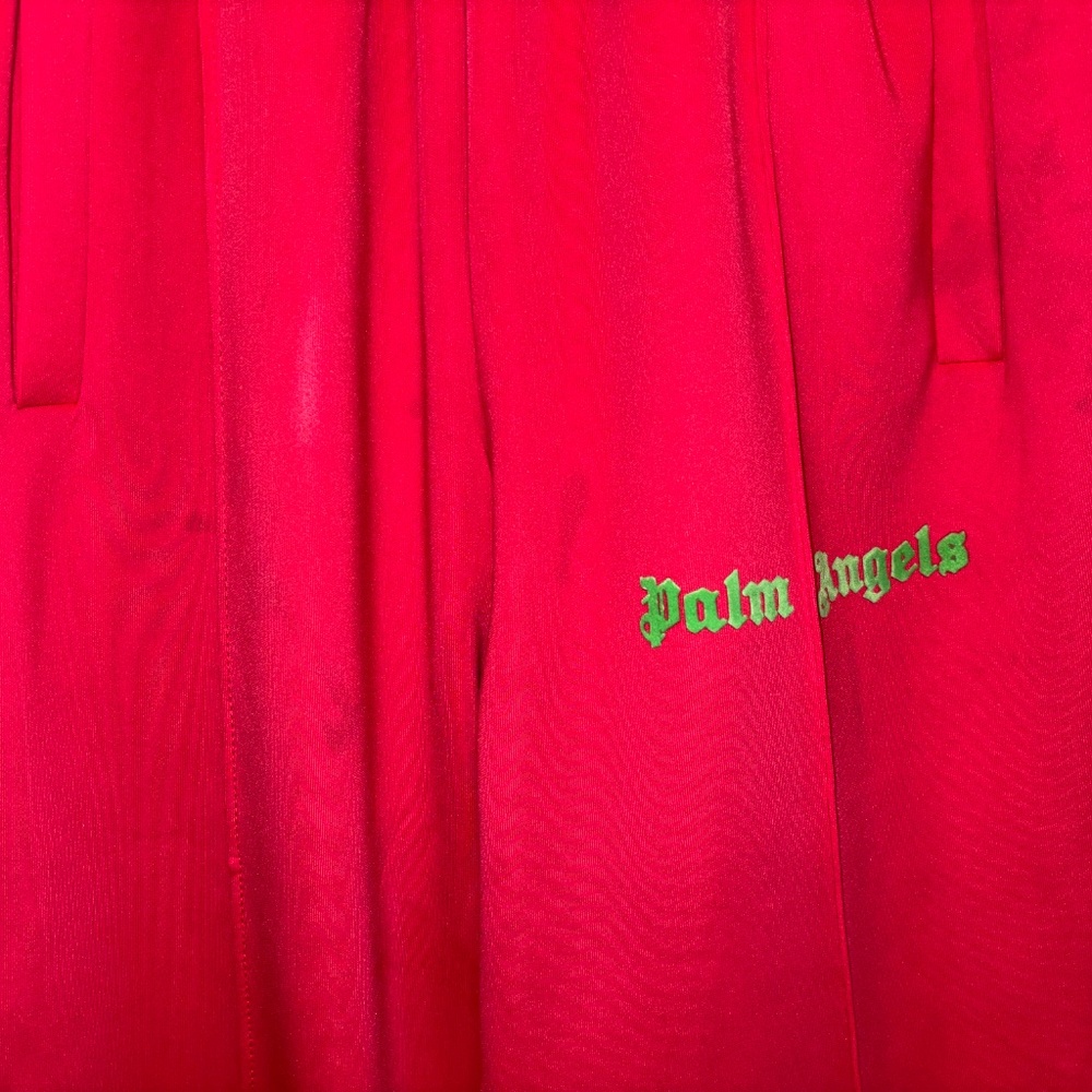🩷 💚 Palm Angels Track Pants w/imperfections Sz S Neon Pink w/ Neon Green - Picture 11 of 16
